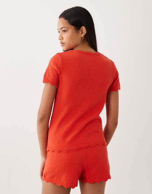 ASOS DESIGN - Gilet d'ensemble en maille flammée à bords festonnés - Rouge, 4 de 4