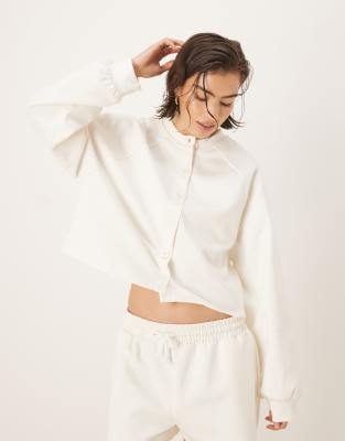 Gilet d'ensemble en tissu interlock - Crème-Blanc L