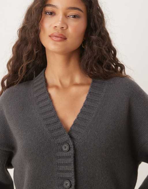 ASOS DESIGN - Gilet d'ensemble long à taille ajustée en laine d'agneau de qualité supérieure - Anthracite, 3 de 4