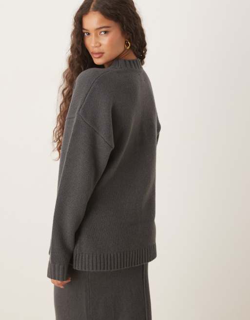 ASOS DESIGN - Gilet d'ensemble long à taille ajustée en laine d'agneau de qualité supérieure - Anthracite, 4 de 4