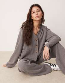 ASOS DESIGN - Gilet doux d'ensemble avec poches - Anthracite chiné-Gris