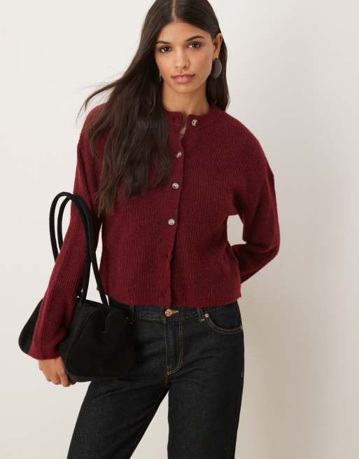 ASOS DESIGN - Gilet en alpaga à taille cintrée - Prune