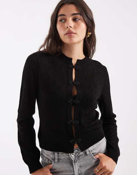 ASOS DESIGN gilet en maille à col mao noir - view 1