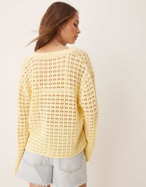 ASOS DESIGN - Gilet en maille à manches ange - Jaune babeurre, 4 de 4