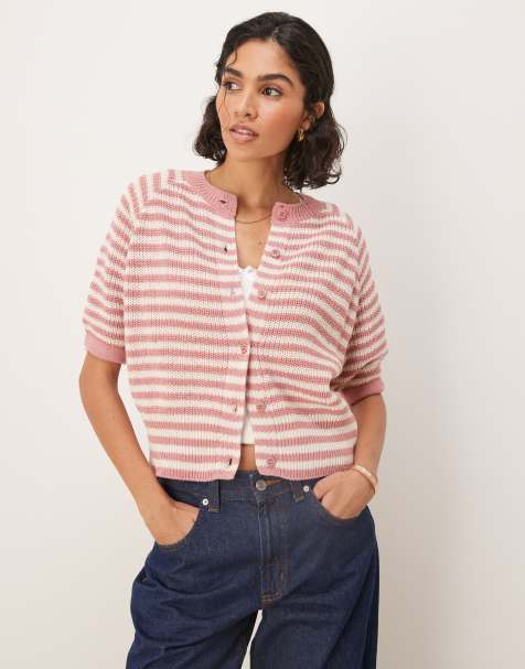 ASOS DESIGN - Gilet en maille à manches raglan - Vieux rose - view 1