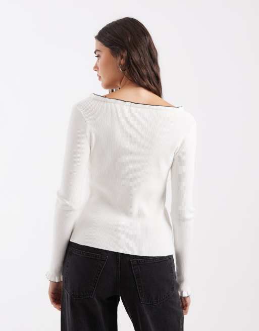 ASOS DESIGN gilet en maille à volants couleur écru, 4 de 4
