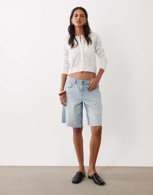 ASOS DESIGN gilet en maille ajourée à fleurs crème, 3 de 4