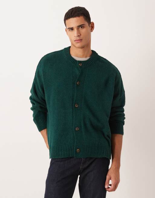 ASOS DESIGN - Gilet en maille coupe carrée ultra oversize à col ras de cou - Vert foncé, 2 de 5
