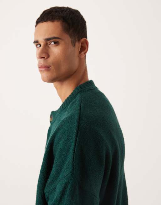 ASOS DESIGN - Gilet en maille coupe carrée ultra oversize à col ras de cou - Vert foncé, 4 de 5