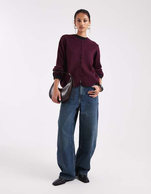ASOS DESIGN - Gilet en maille duveteuse à manches bouffantes - Prune, 2 de 4