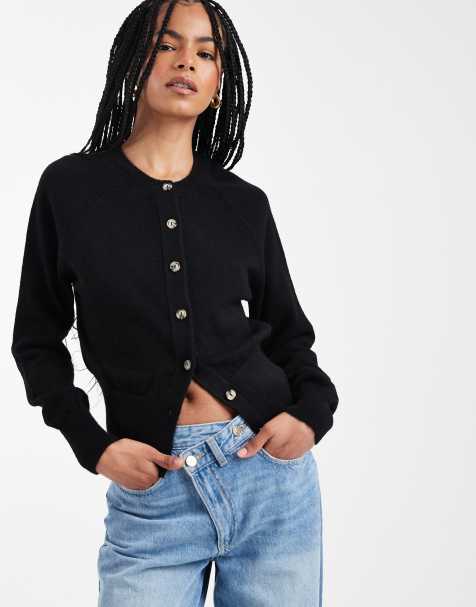 ASOS DESIGN - Gilet en maille duveteuse à taille cintrée - Noir - view 1