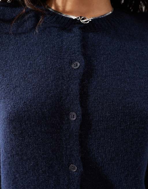 ASOS DESIGN - Gilet en maille duveteuse - Bleu marine, 3 de 4