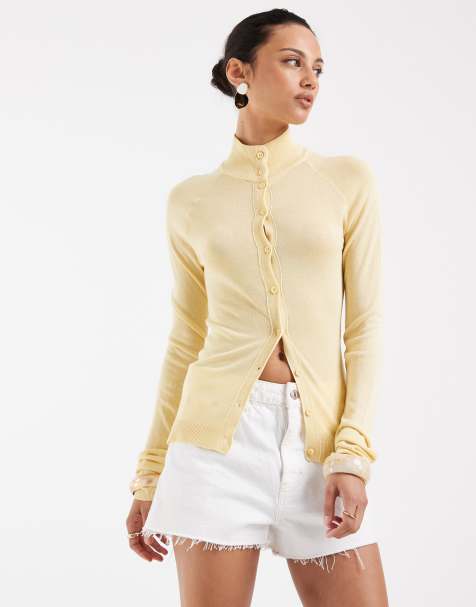 ASOS DESIGN - Gilet en maille fine transparente à col cheminée - Babeurre - view 1