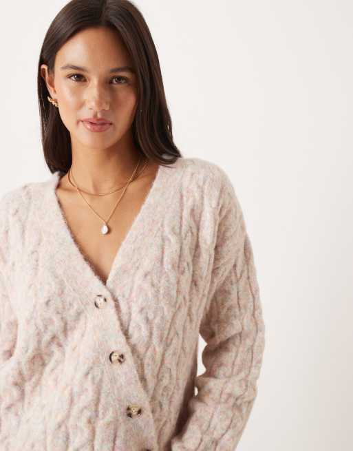 ASOS DESIGN - Gilet en maille torsadée à patte asymétrique - Moka