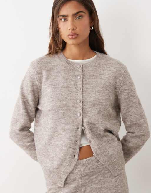 ASOS DESIGN gilet en mélange de laine coupe ajustée en coloris oatmeal, 3 de 4