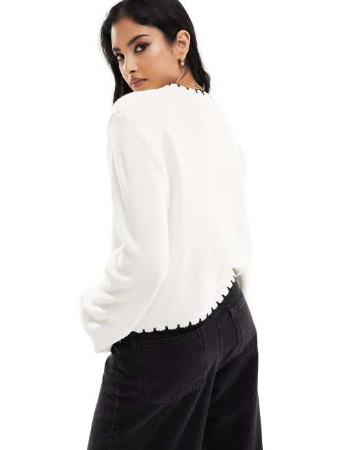 ASOS DESIGN - Gilet en point de feston - Blanc, 3 de 4