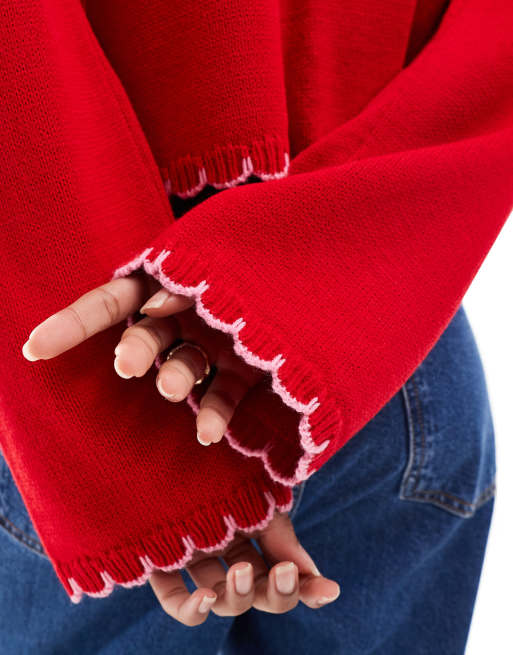 ASOS DESIGN - Gilet en point de feston - Rouge, 2 de 4