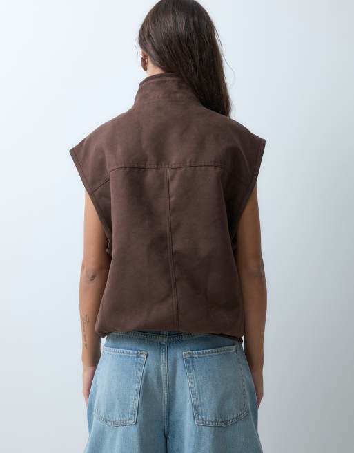 ASOS DESIGN gilet en suédine coupe décontractée marron, 4 de 5