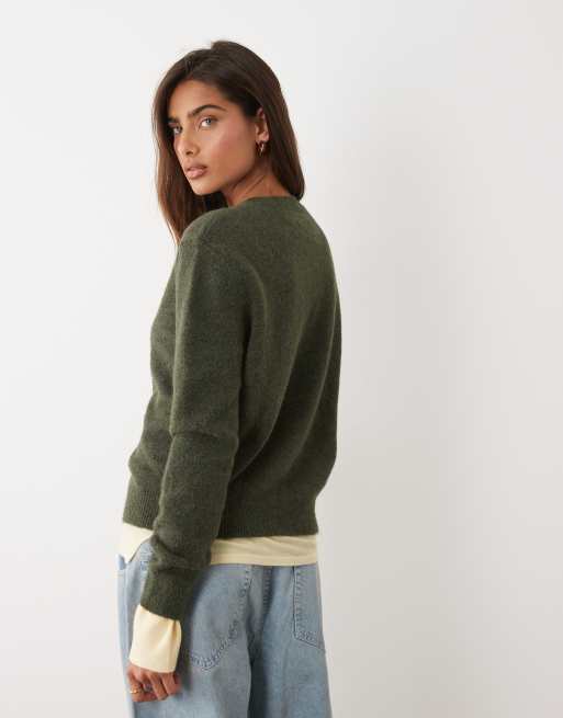 ASOS DESIGN - Gilet épuré en laine mélangée - Kaki, 4 de 4