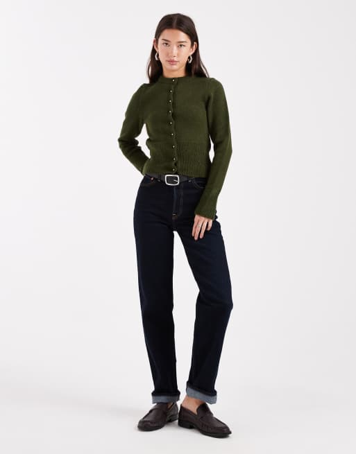 ASOS DESIGN - Gilet épuré en maille duveteuse - Kaki, 2 de 4
