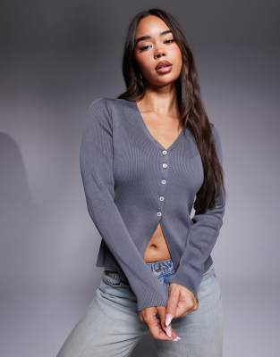 ASOS DESIGN - Gilet épuré fendu devant - Gris - view 1