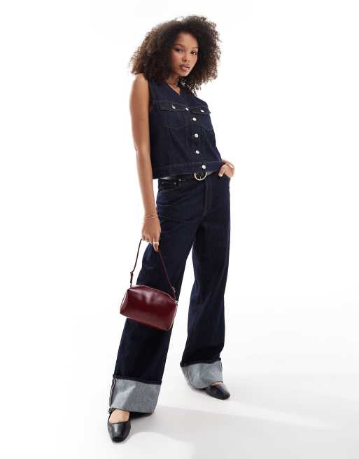 ASOS DESIGN - Gilet in denim blu indaco squadrato stile western, 2 di 4