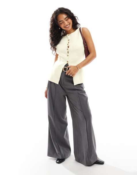 ASOS DESIGN - Gilet in maglia color crema con scollo a barchetta - view 1