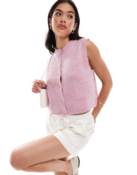 ASOS DESIGN - Gilet in maglia soffice rosa chiaro - view 1