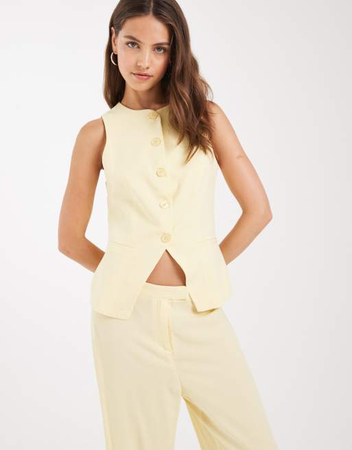ASOS DESIGN - Gilet in misto lino color latticello in coordinato