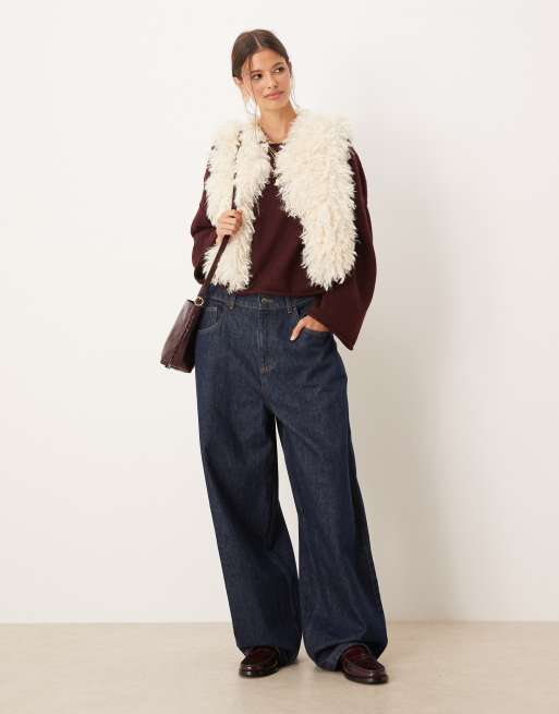 ASOS DESIGN - Gilet in pelliccia sintetica color crema, 2 di 4