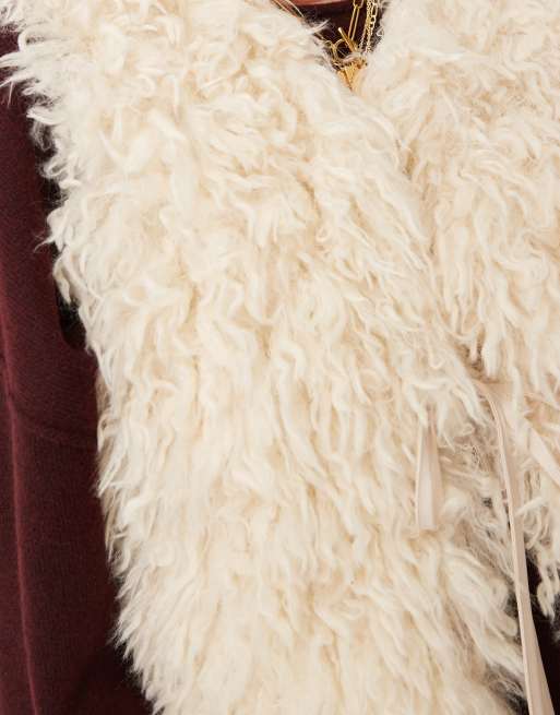 ASOS DESIGN - Gilet in pelliccia sintetica color crema, 3 di 4