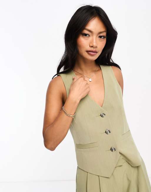 ASOS DESIGN - Gilet kaki in coordinato, 4 di 4
