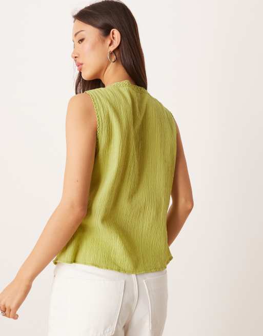 ASOS DESIGN - Gilet met kanten zoom in avocadogroen, 4 van 4
