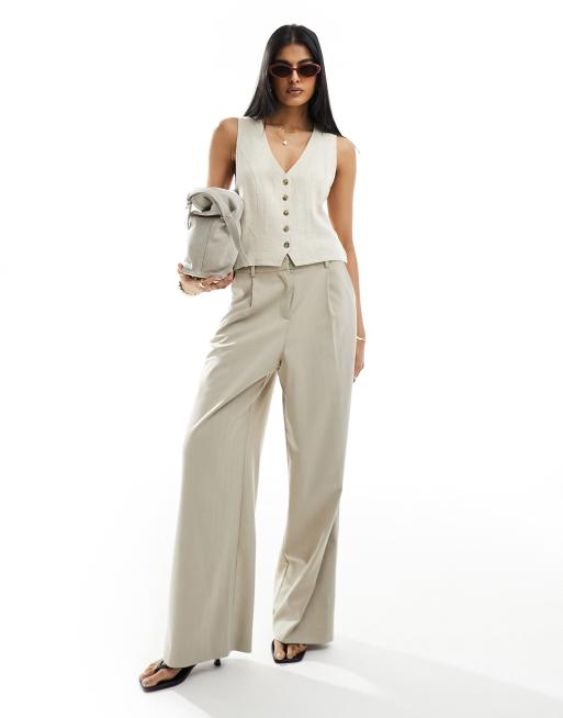ASOS DESIGN - Gilet met linnenlook in naturel