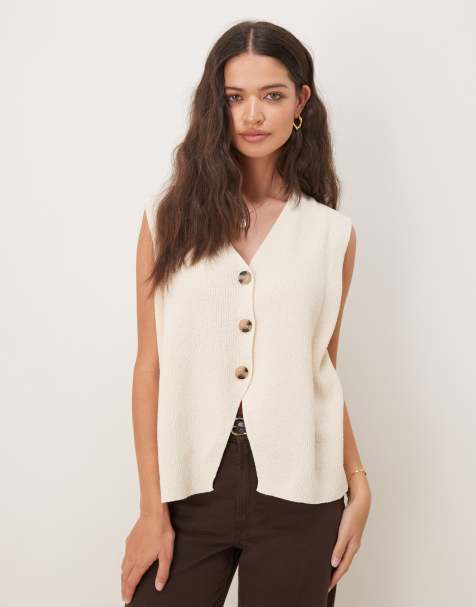 ASOS DESIGN - Gilet met ruimvallende pasvorm in crème - view 1