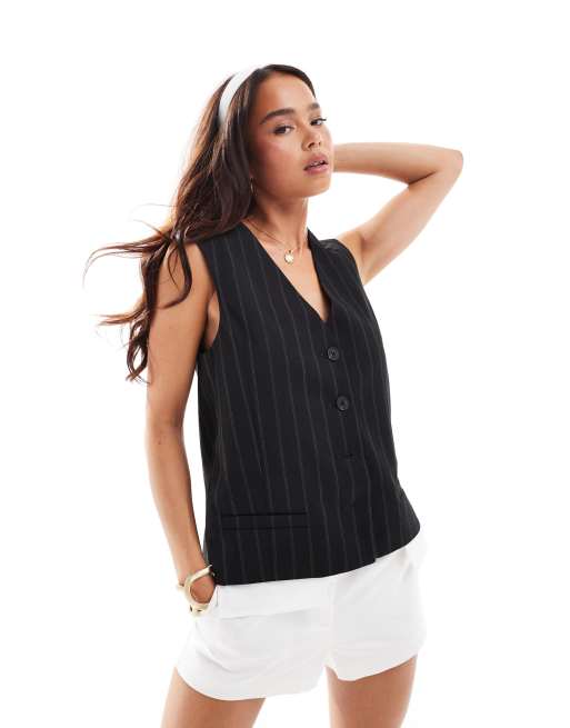 ASOS DESIGN - Gilet met zichtbare zak in zwart met strepen