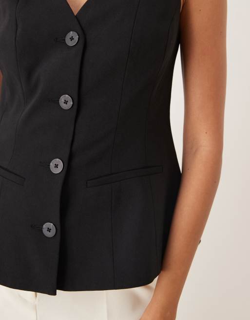 ASOS DESIGN - Gilet nero con peplo, 3 di 4