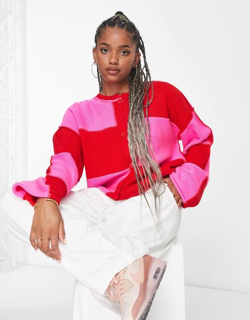 ASOS DESIGN - Gilet oversize à carreaux - Rose et rouge | ASOS