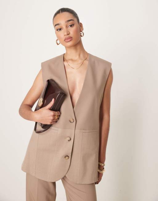 ASOS DESIGN - Gilet oversize color mocha in coordinato