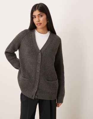 Gilet oversize coupe boyfriend côtelé - Anthracite-Gris M