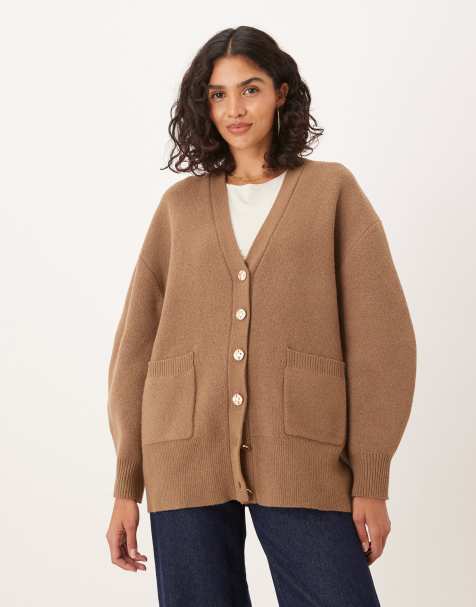 ASOS DESIGN - Gilet oversize coupe boyfriend en maille structurée - Moka - view 1