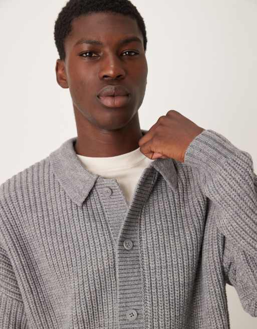ASOS DESIGN - Gilet oversize coupe carrée en laine mélangée épaisse - Gris chiné, 5 de 5