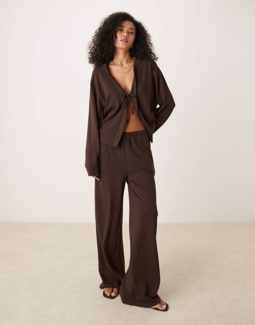 ASOS DESIGN - Gilet oversize d'ensemble en maille noué devant - Chocolat, 2 de 4