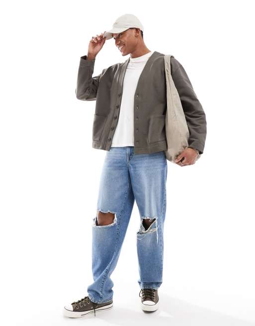 ASOS DESIGN - Gilet oversize en jersey - Kaki, 2 de 4