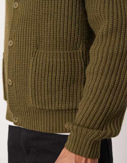 ASOS DESIGN - Gilet oversize en laine mélangée épaisse à col ras de cou - Kaki, 4 de 4