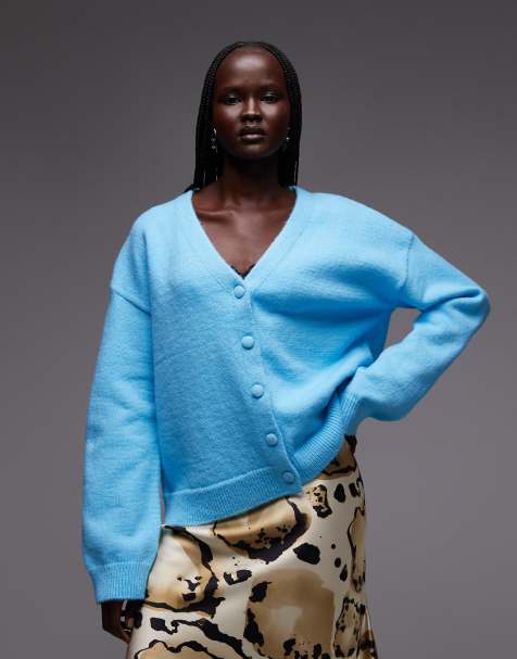 ASOS DESIGN - Gilet oversize en maille à col V - Bleu vif - view 1