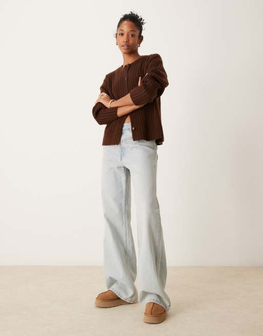 ASOS DESIGN - Gilet oversize en maille duveteuse côtelée - Marron, 2 de 4