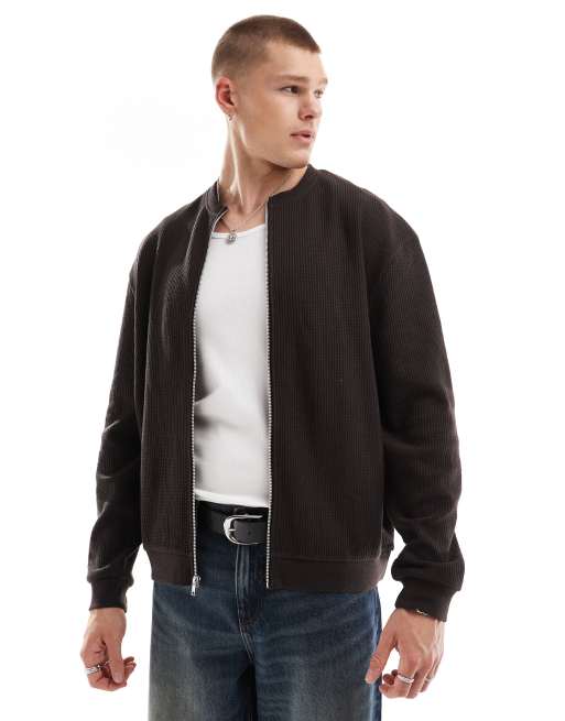 ASOS DESIGN - Gilet oversize en tissu gaufré - Marron foncé