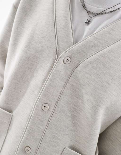 ASOS DESIGN - Gilet oversize en tissu imitation néoprène épais - Gris chiné, 2 de 4