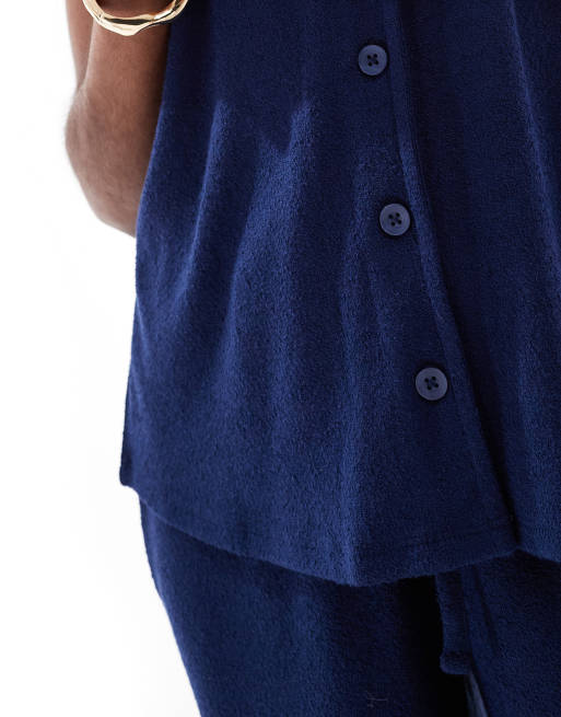 ASOS DESIGN - Gilet oversize in maglia testurizzata blu navy, 2 di 4